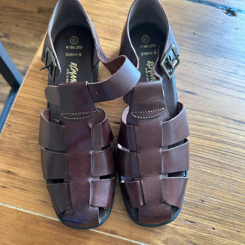 Brown Genuine Leather Womens Sandals